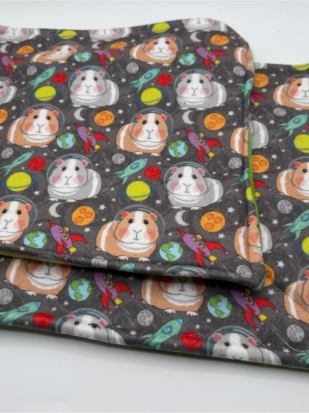 Guinea Pig P Piddle Pads Reversible Fleece 12” Pair Lot 2 astronauts